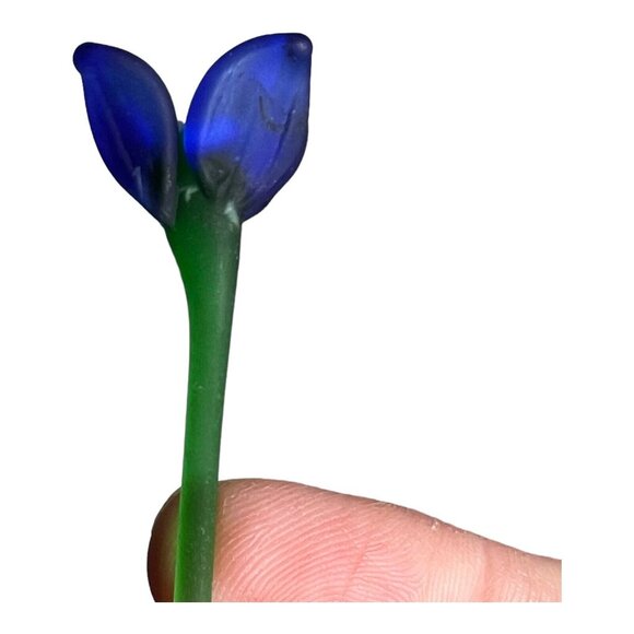 Hand Blown Cobalt Blue Mini Flowers Leaves frosted jack in‎ pulpit vase Murano? - Picture 9 of 14